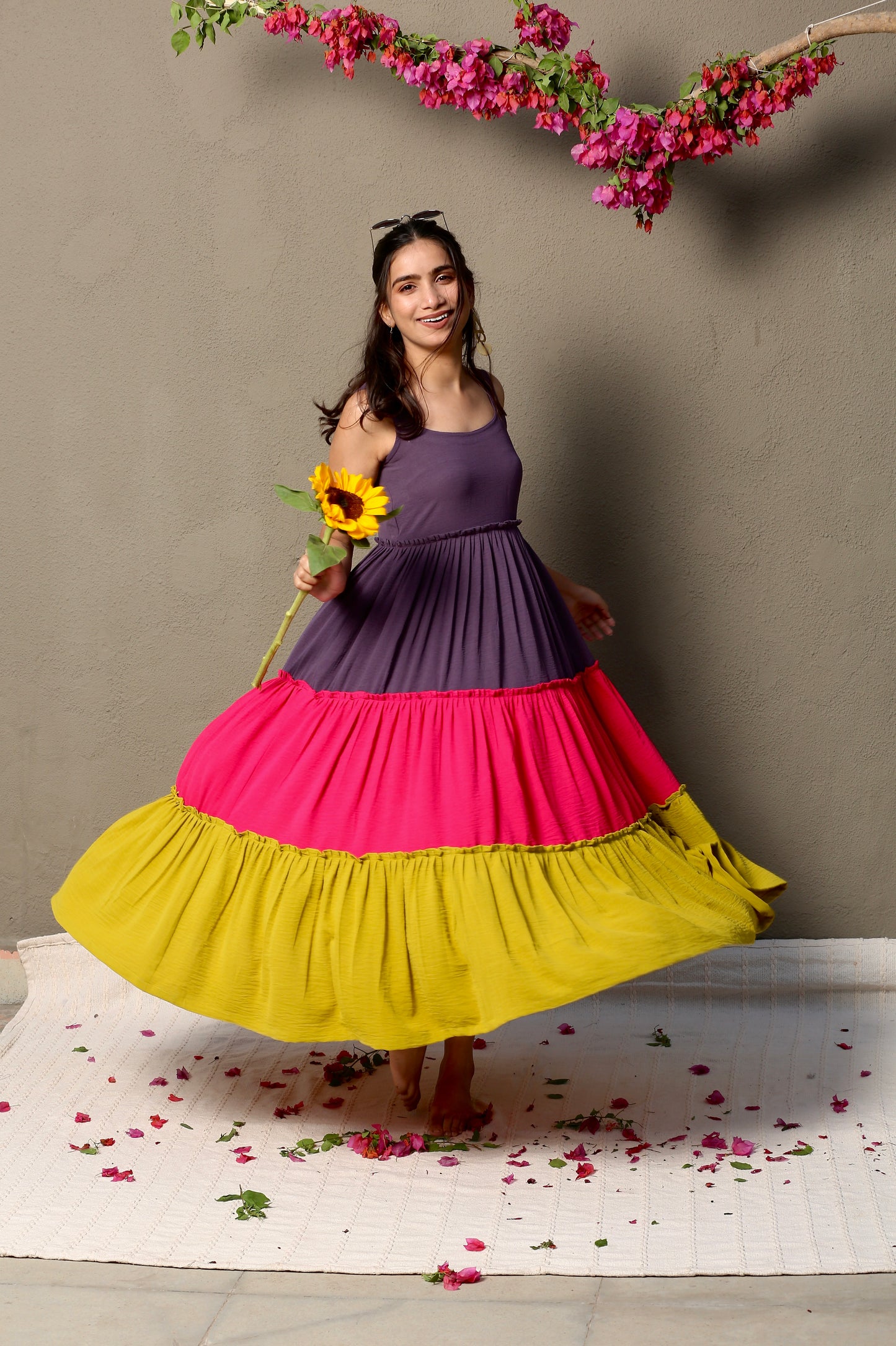 Triple charm long dress