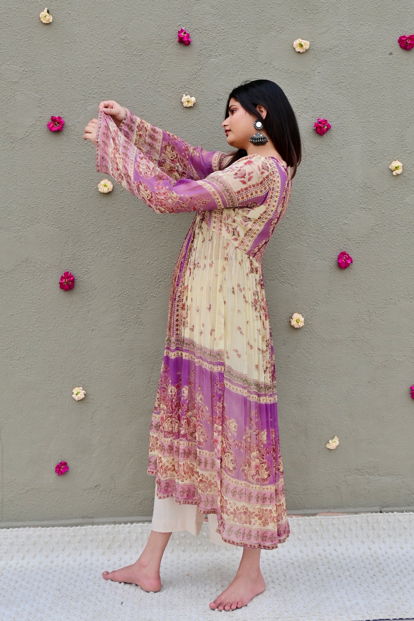 Beige & Lavender Luxe Suit Set