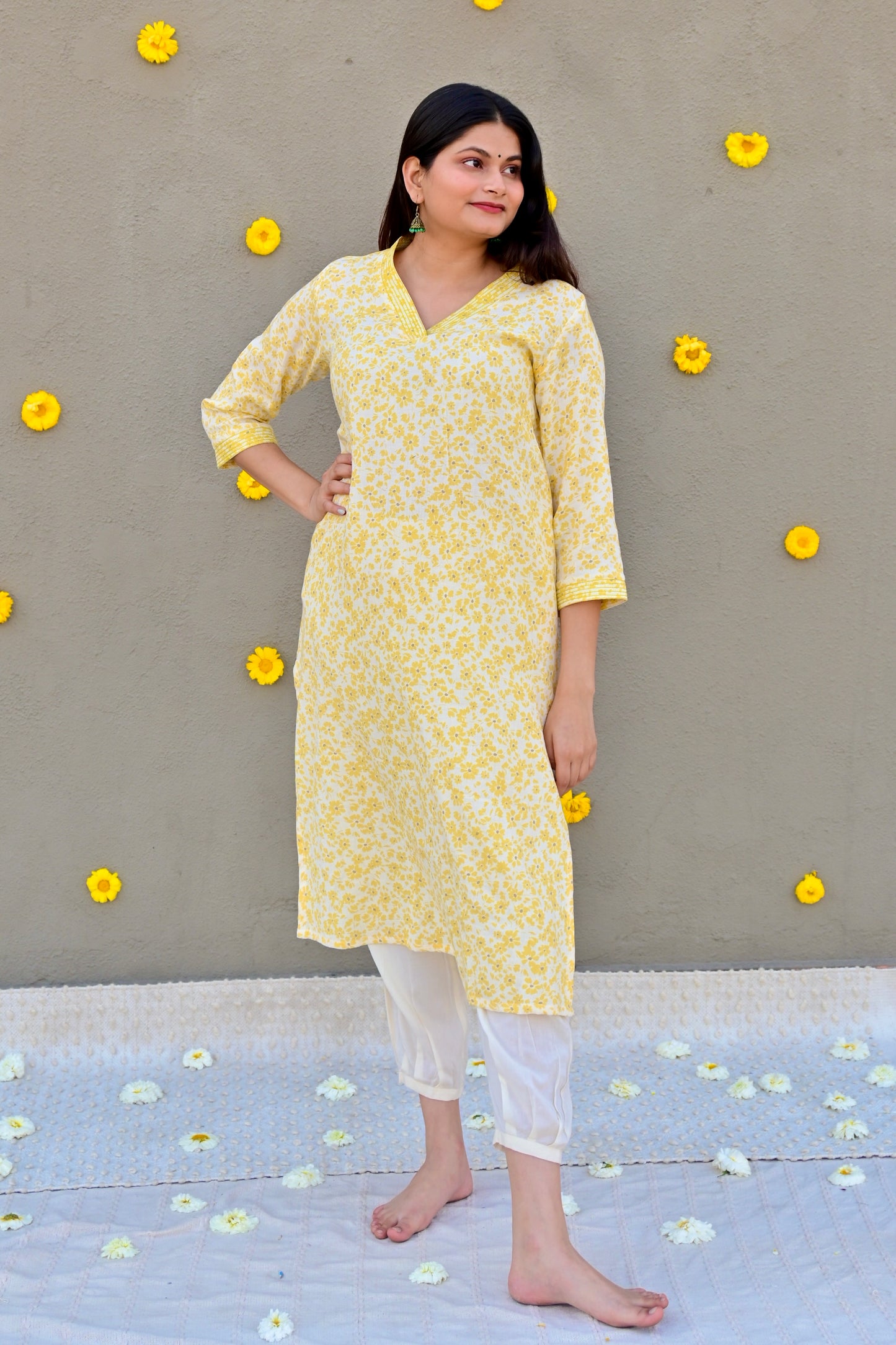Sunlit bloom cotton kurta set