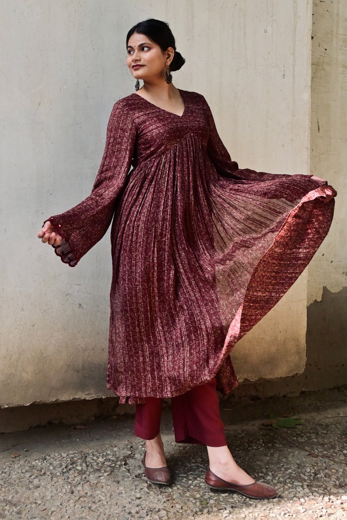 Burgundy Bloom Kurti