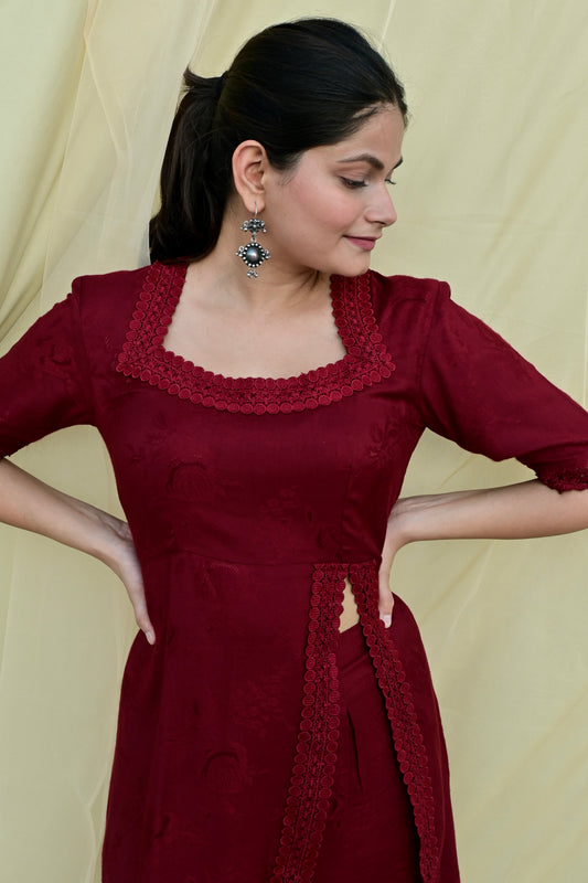 Velvet Rose Side Slit Set