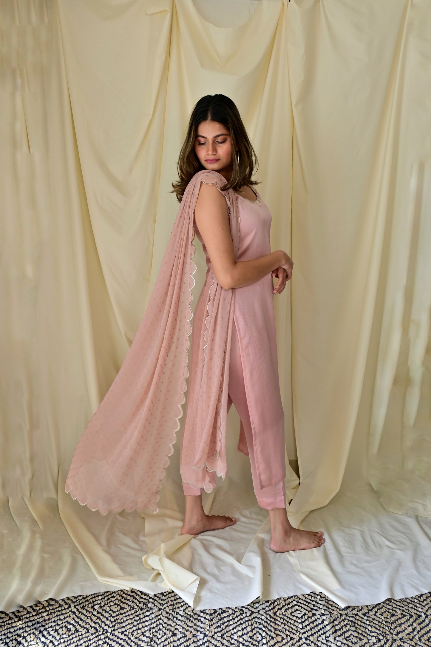 Rose Gold Sleeveless Suit Set