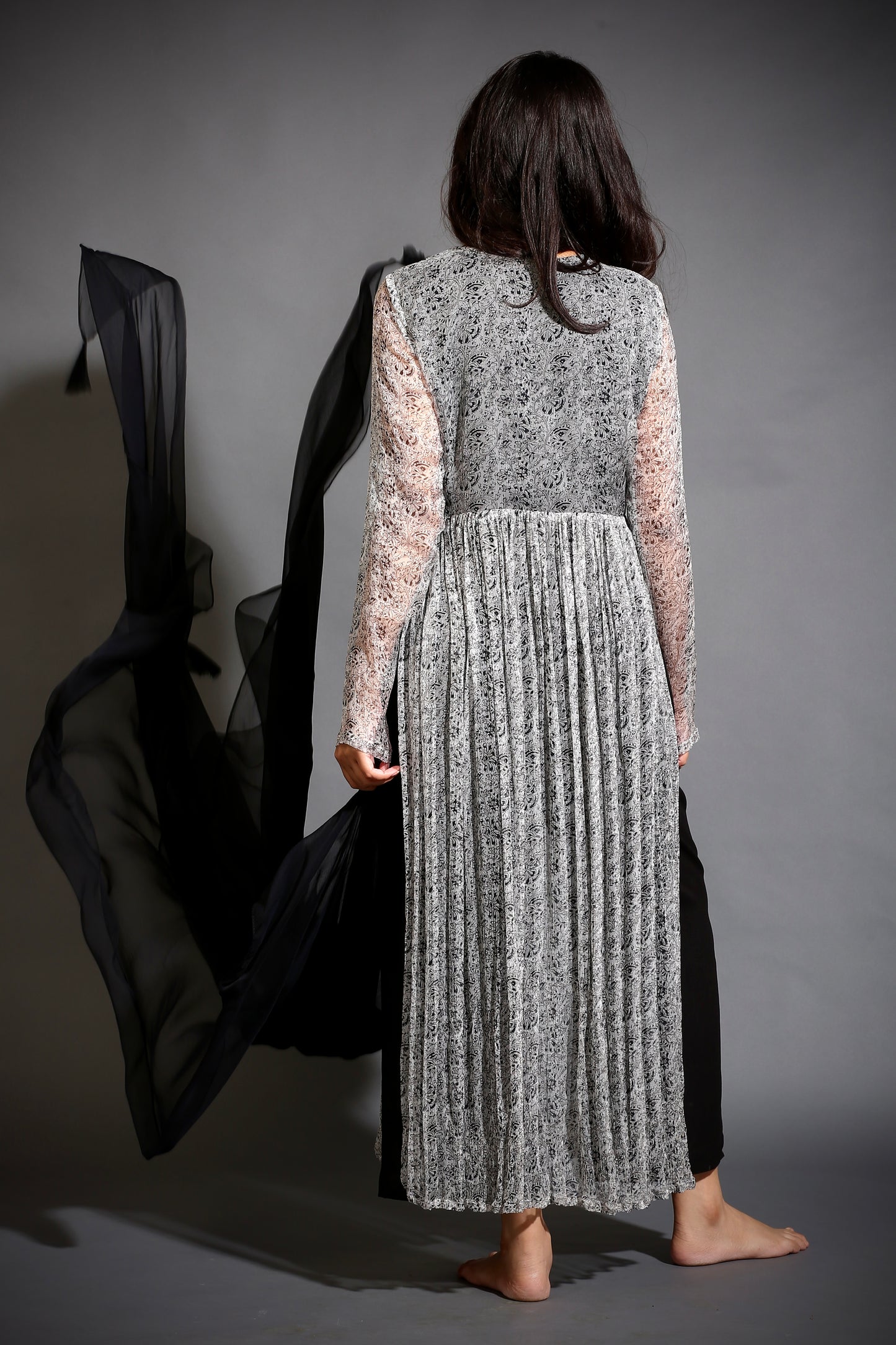 Grey high slit kurta (Only Kurta)