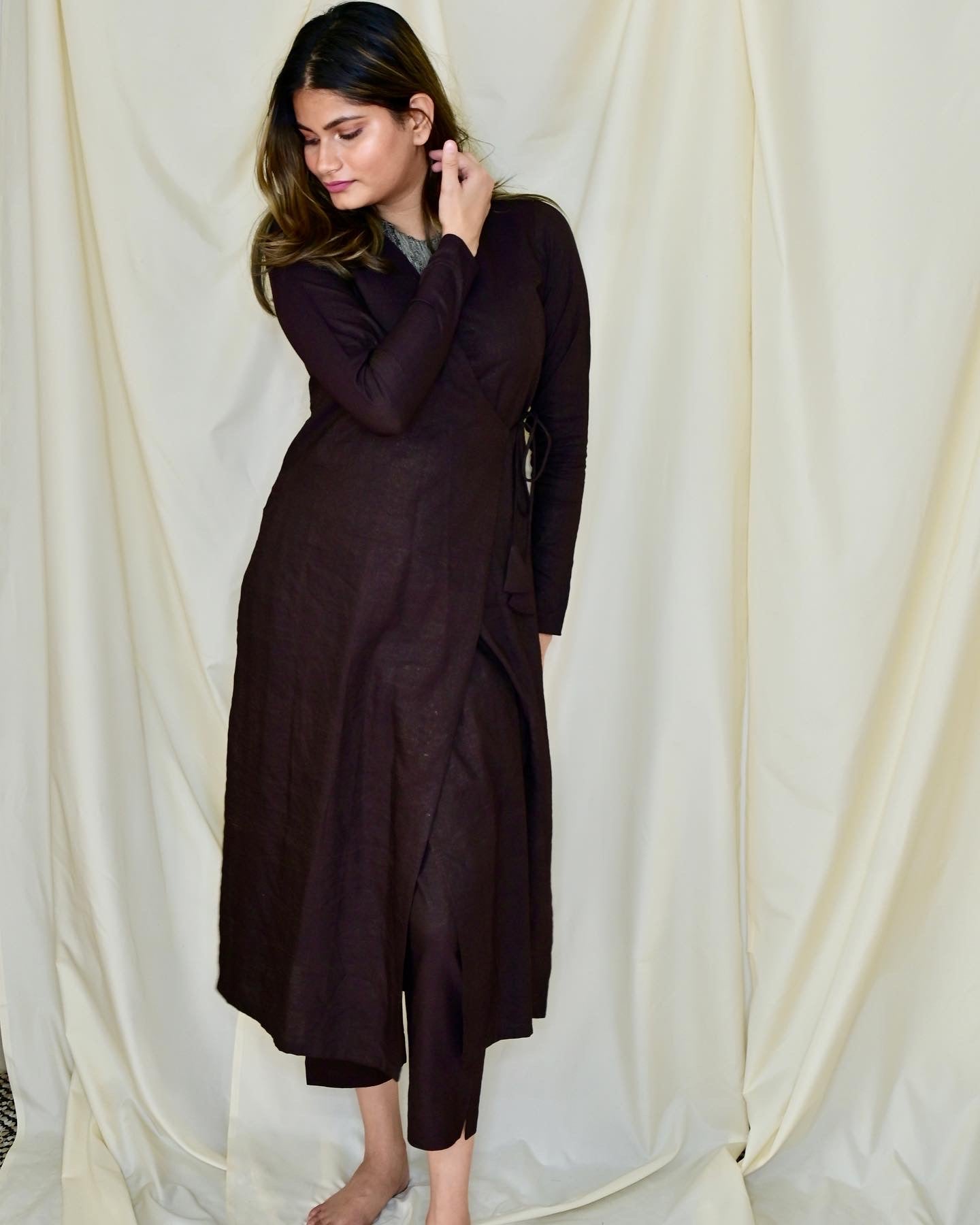 Cocoa Brown Angrakha (Only kurta)
