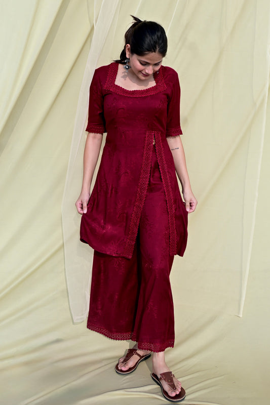 Velvet Rose Side Slit Set