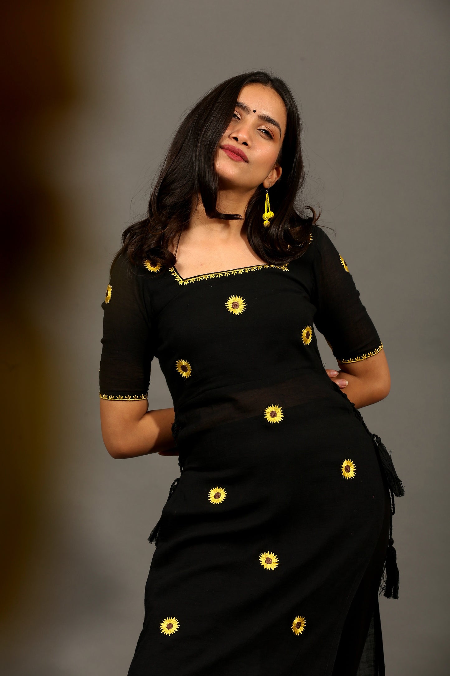 Sunflower black high slit kurta & pants