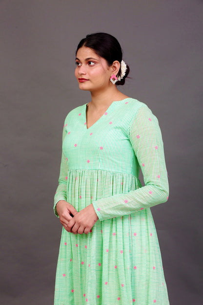 Striped embroidered kurta set