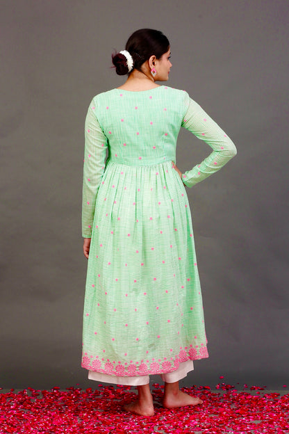 Striped embroidered kurta set