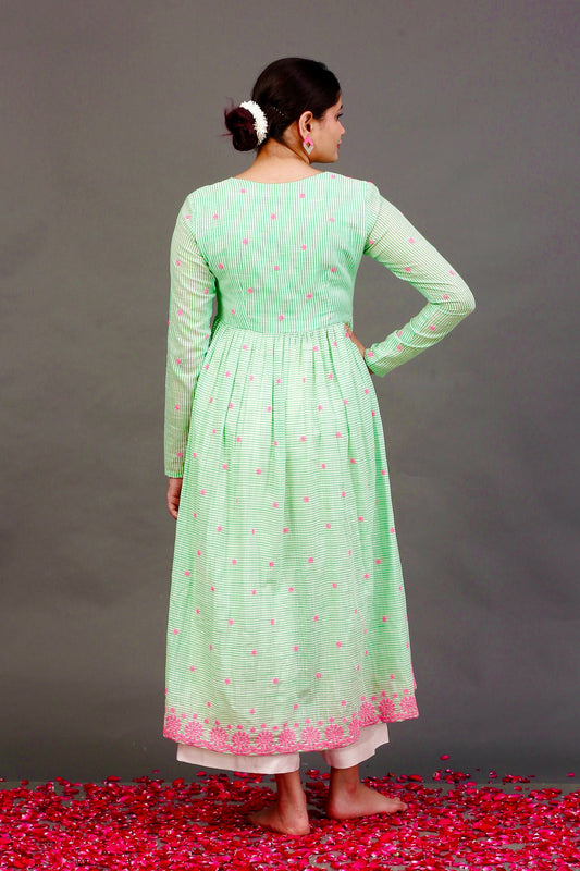 Striped embroidered kurta set