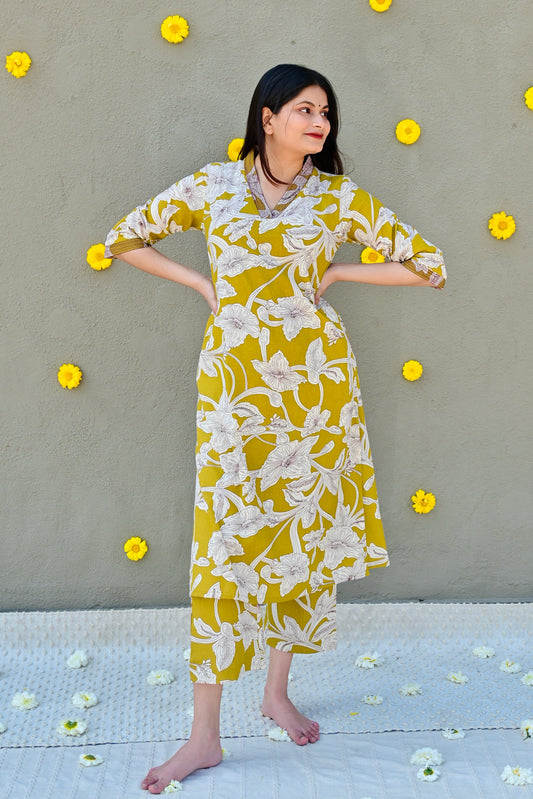 Lemon green printed Co-Ord set