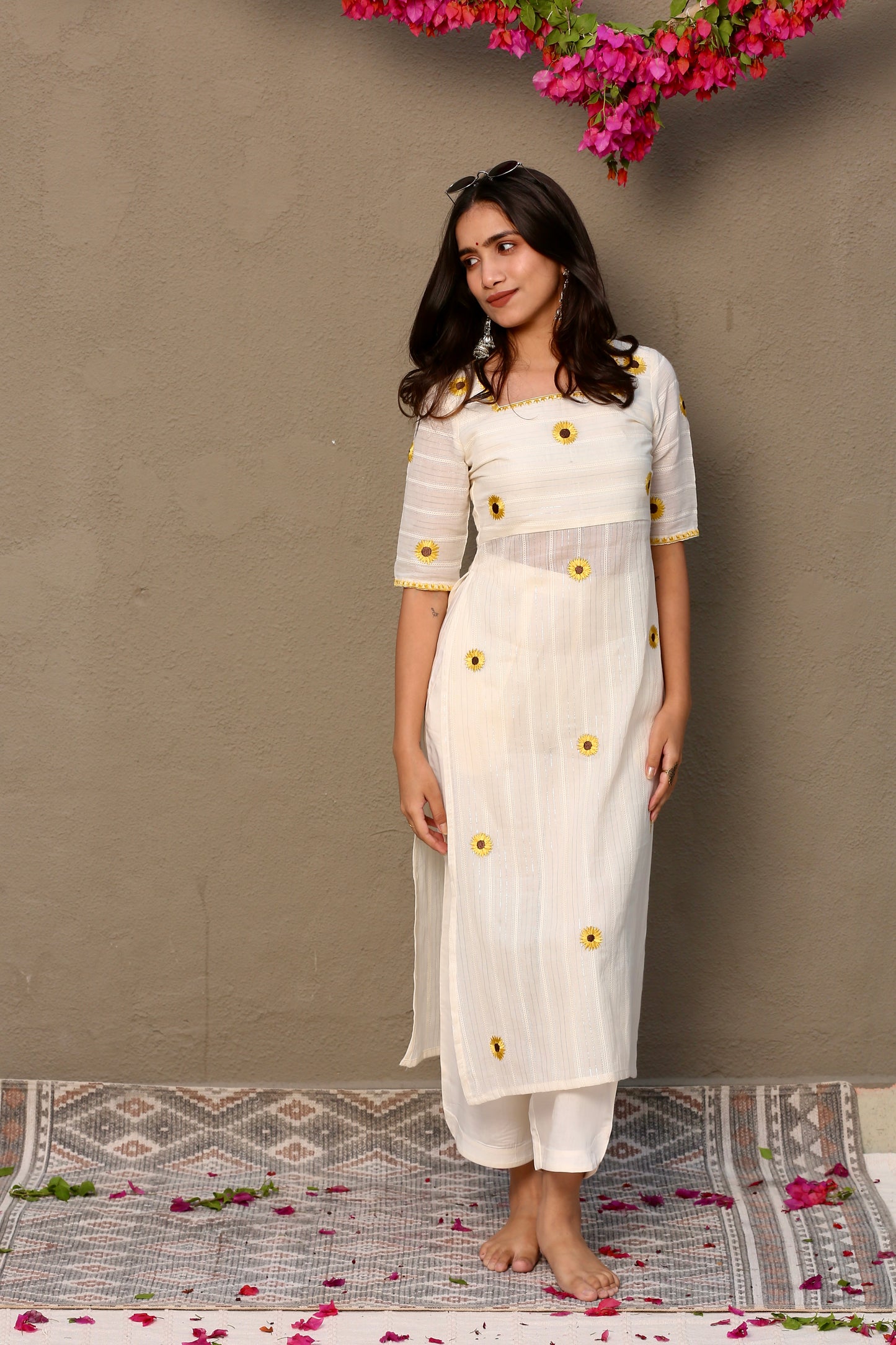 Sunflower off white high lit kurta & palazzo pants