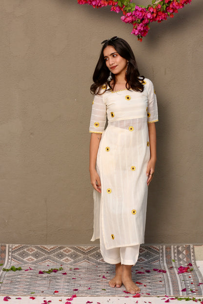 Sunflower off white high lit kurta & palazzo pants