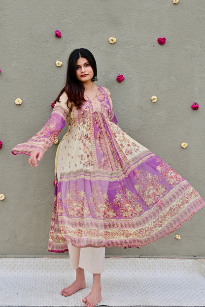 Beige & Lavender Luxe Suit Set