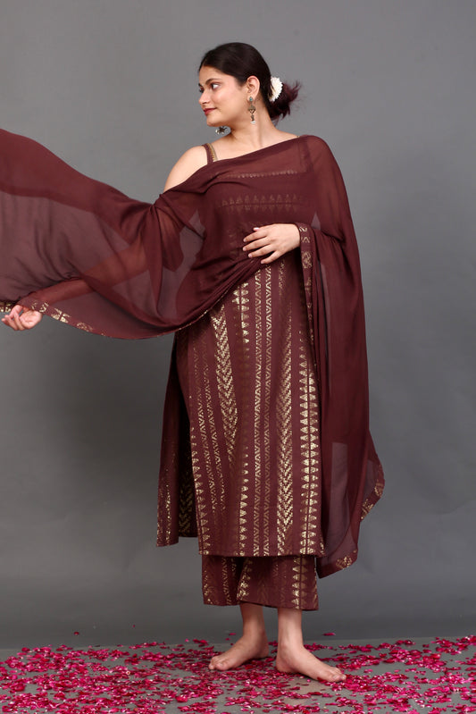 Golden Mocha Suit Set (Sleeveless)