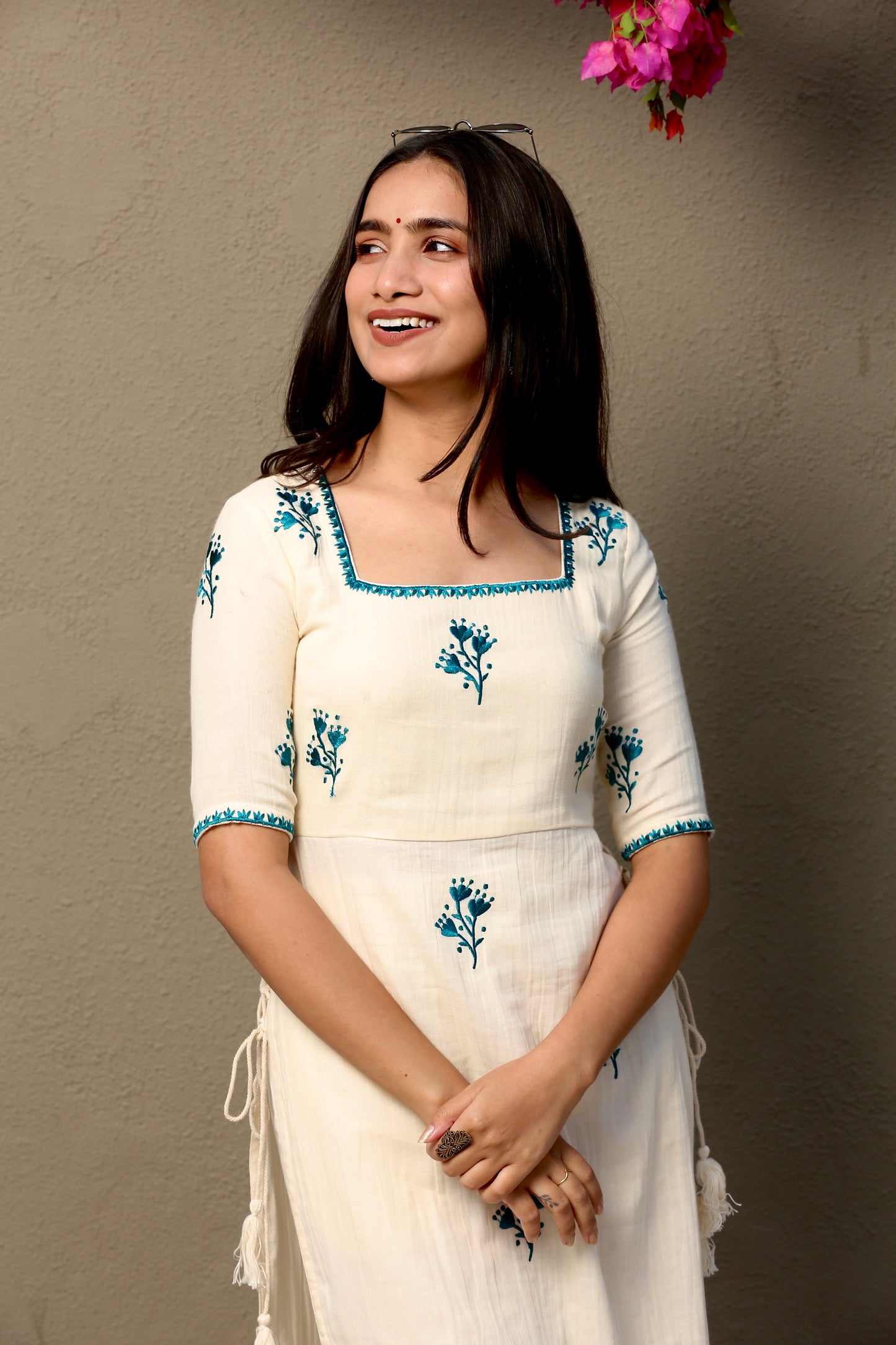 Blue bloom kurta suit set