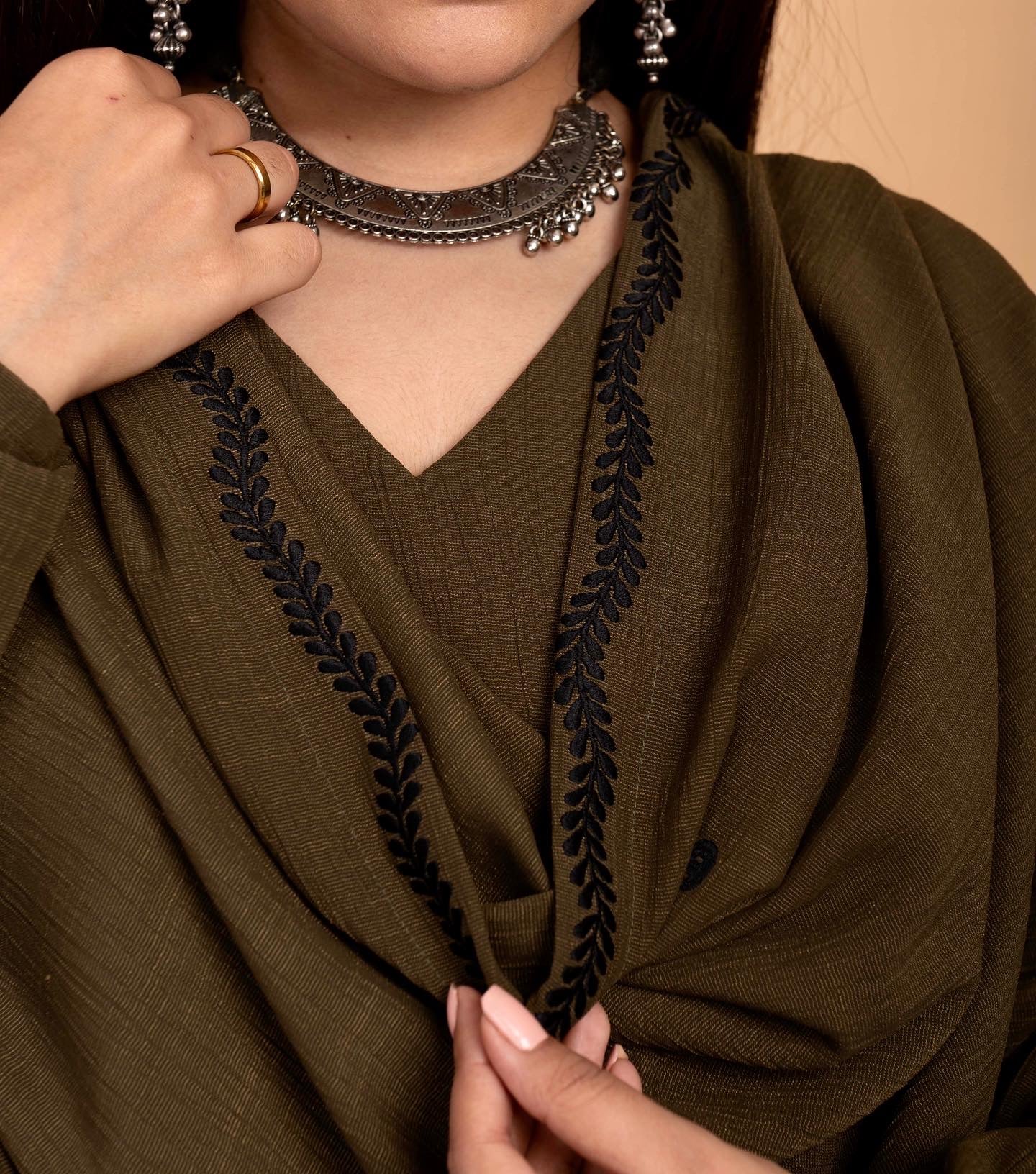 Olive Green Alia High Slit Kurta Set