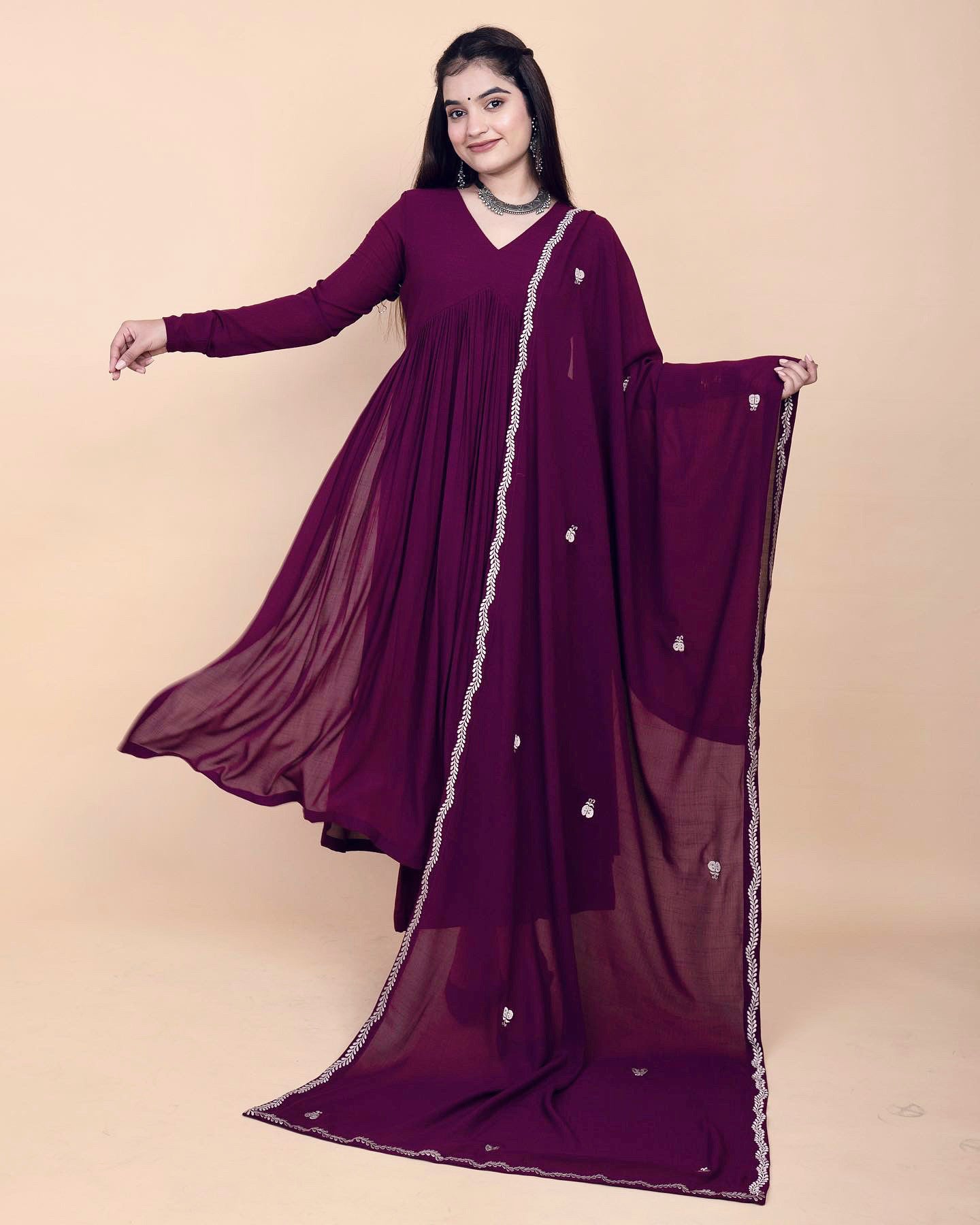 Deep Purple Alia High Slit Kurta Set