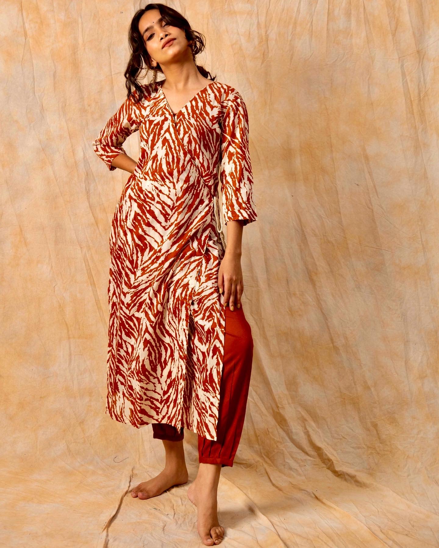 Rust & Off White Angrakha Suit Set