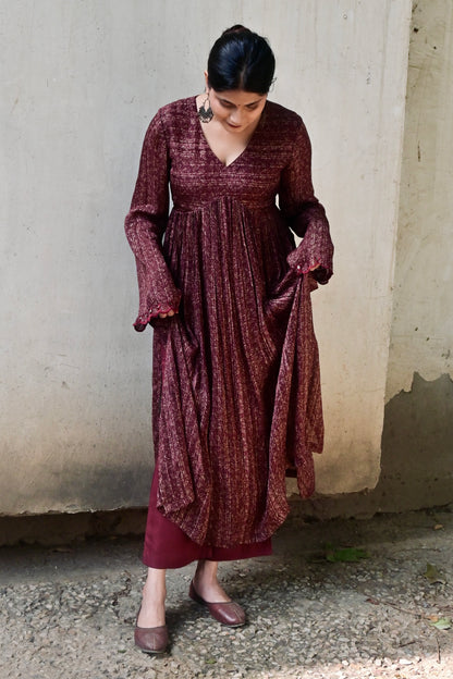 Burgundy Bloom Kurti