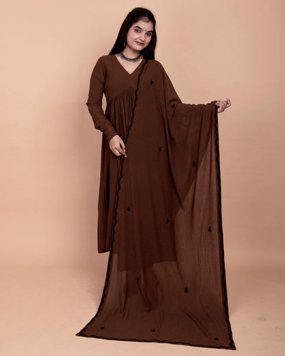 Caramel Brown Alia High Slit Kurta Set