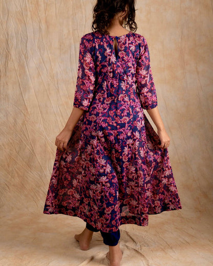 Blue Polka Kalidar Suit Set