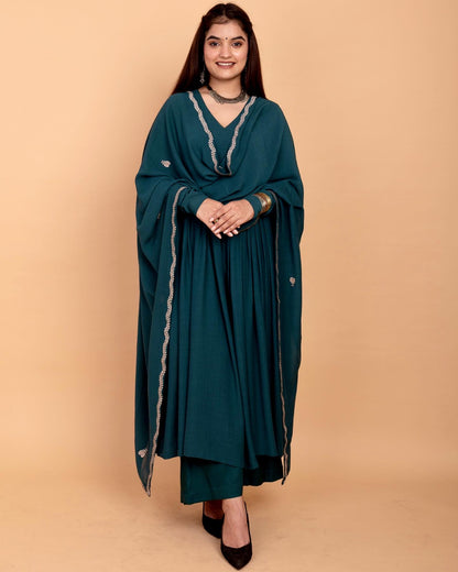 Teal Alia High Slit Kurta