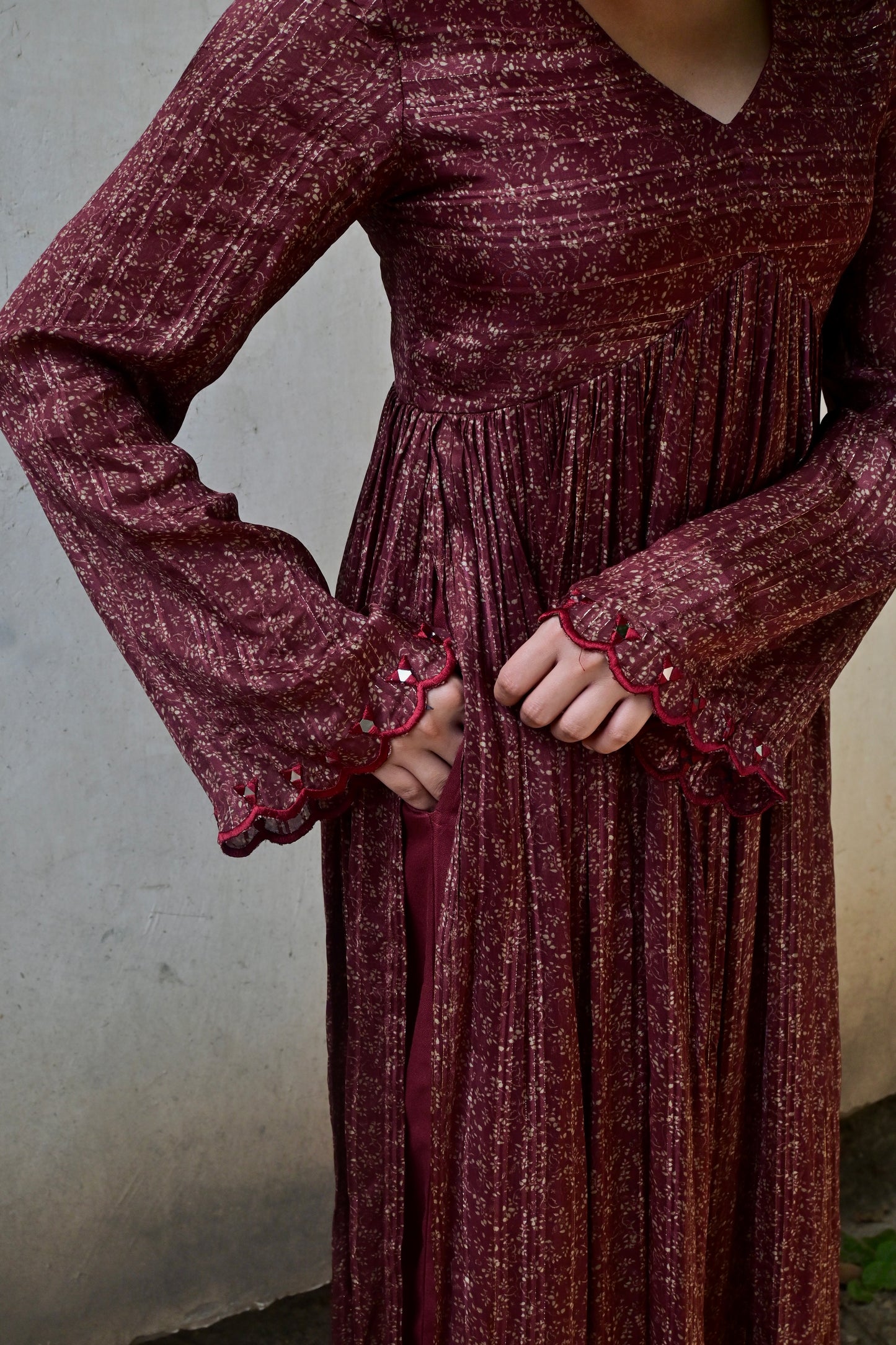 Burgundy Bloom Kurti