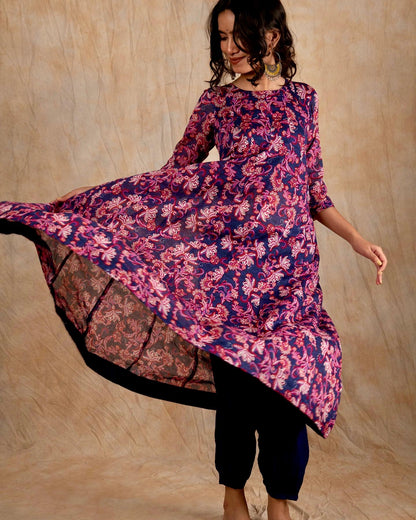 Blue Polka Kalidar Suit Set