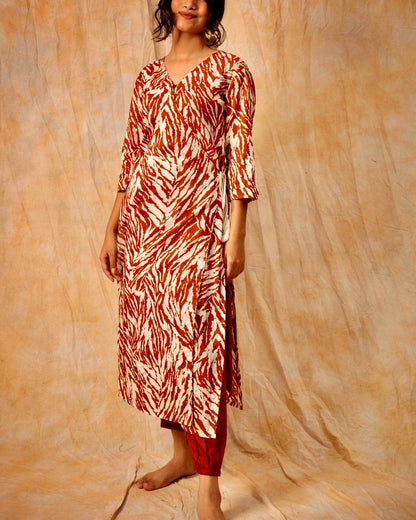 Rust & Off White Angrakha Suit Set