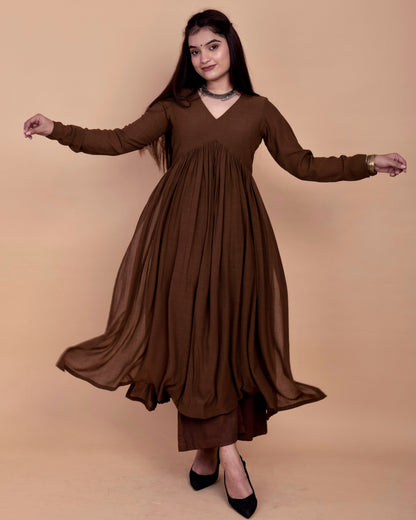 Caramel Brown Alia High Slit Kurta
