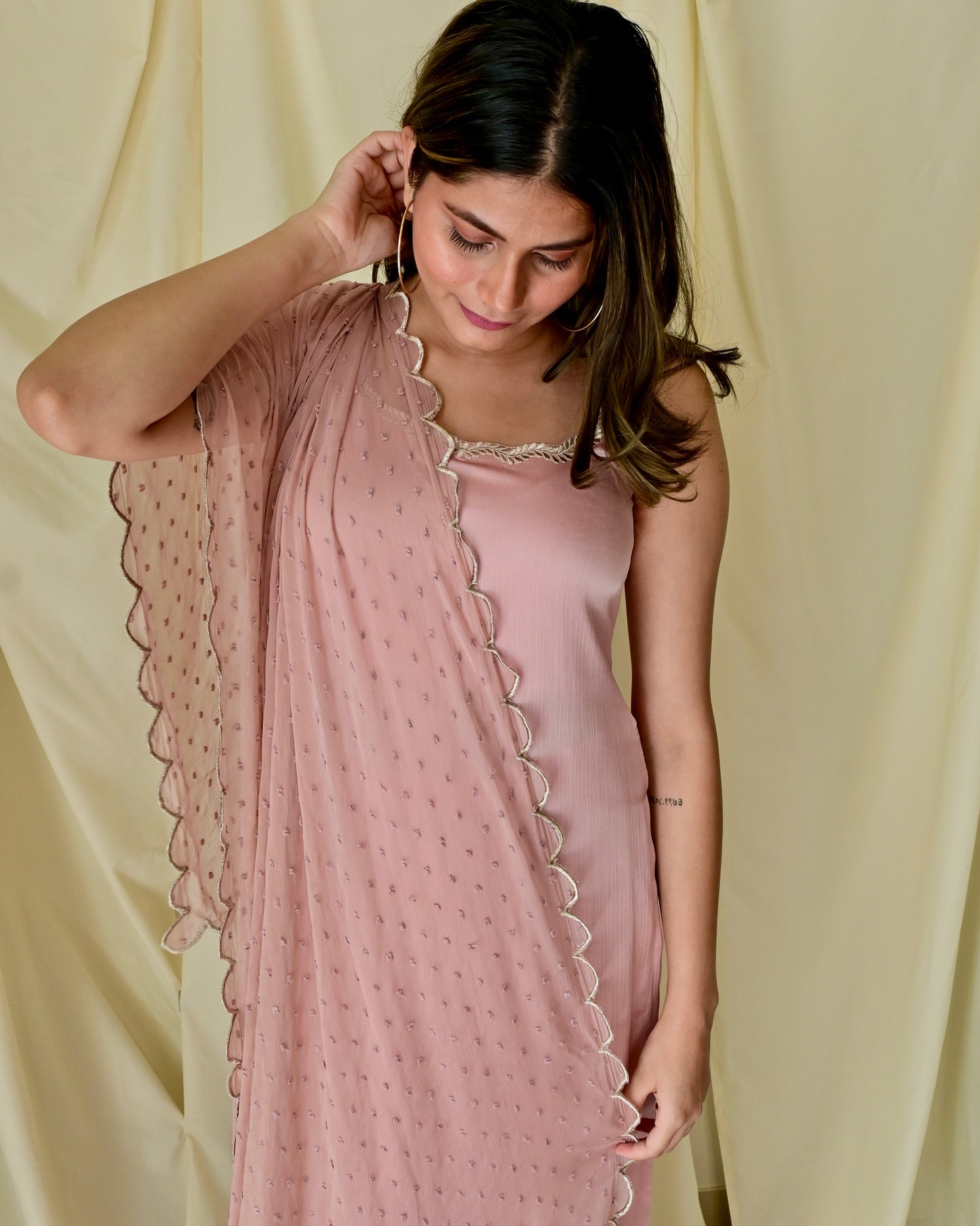 Rose Gold Sleeveless Suit Set