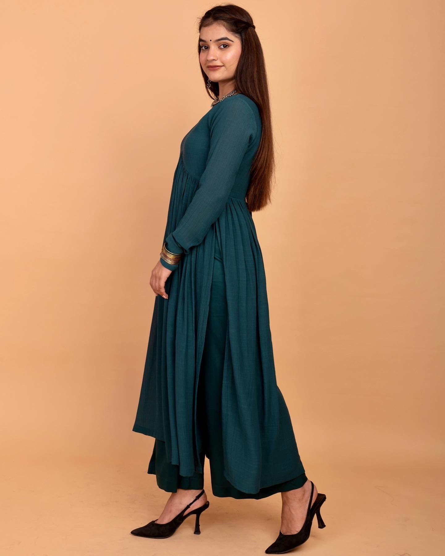 Teal Alia High Slit Kurta