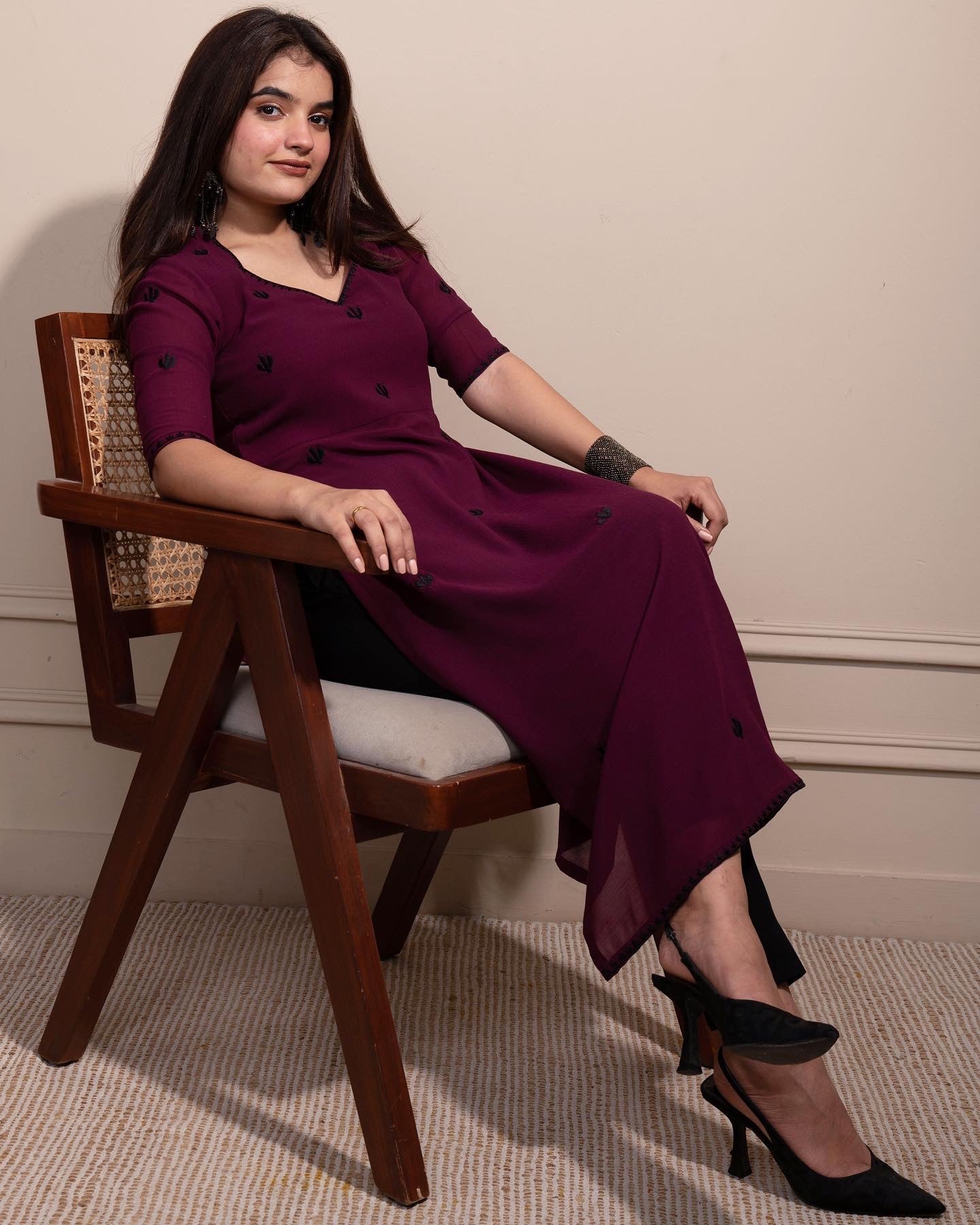 Deep Purple Cactus High Slit Kurta