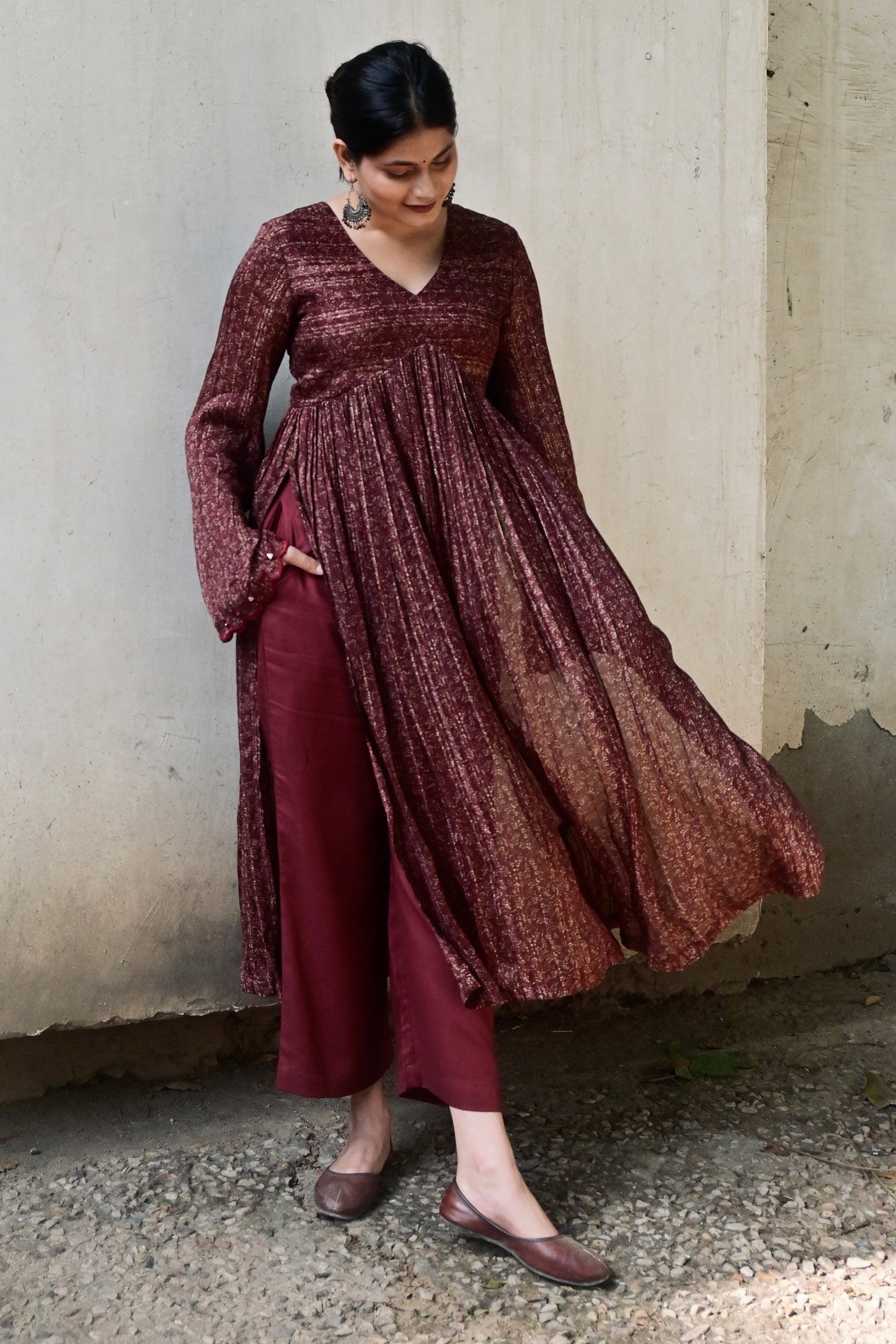 Burgundy Bloom Kurti