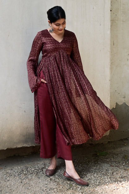 Burgundy Bloom Kurti