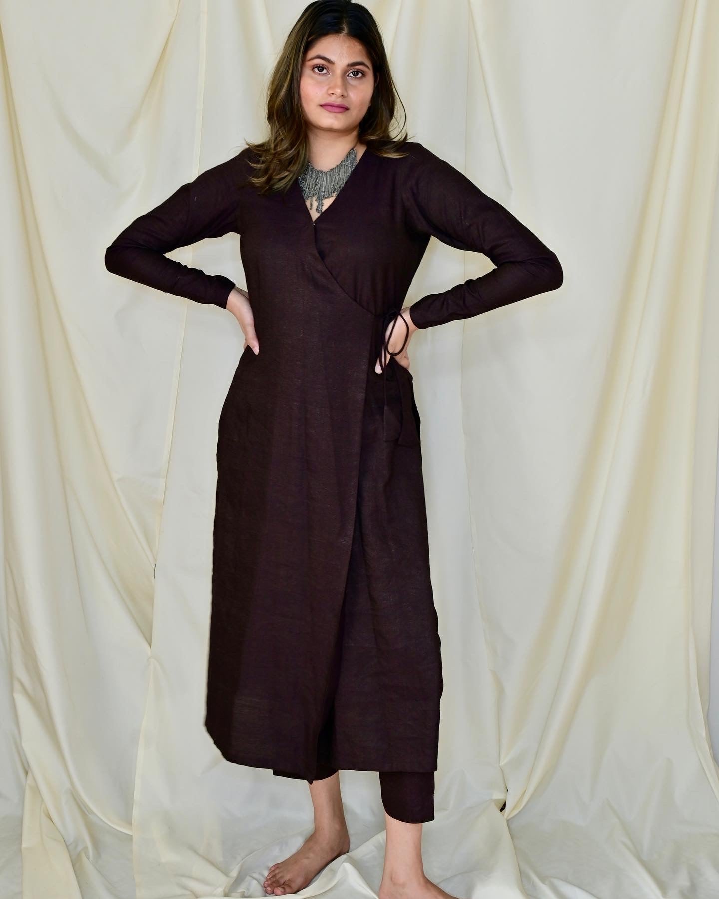 Cocoa Brown Angrakha (Only kurta)