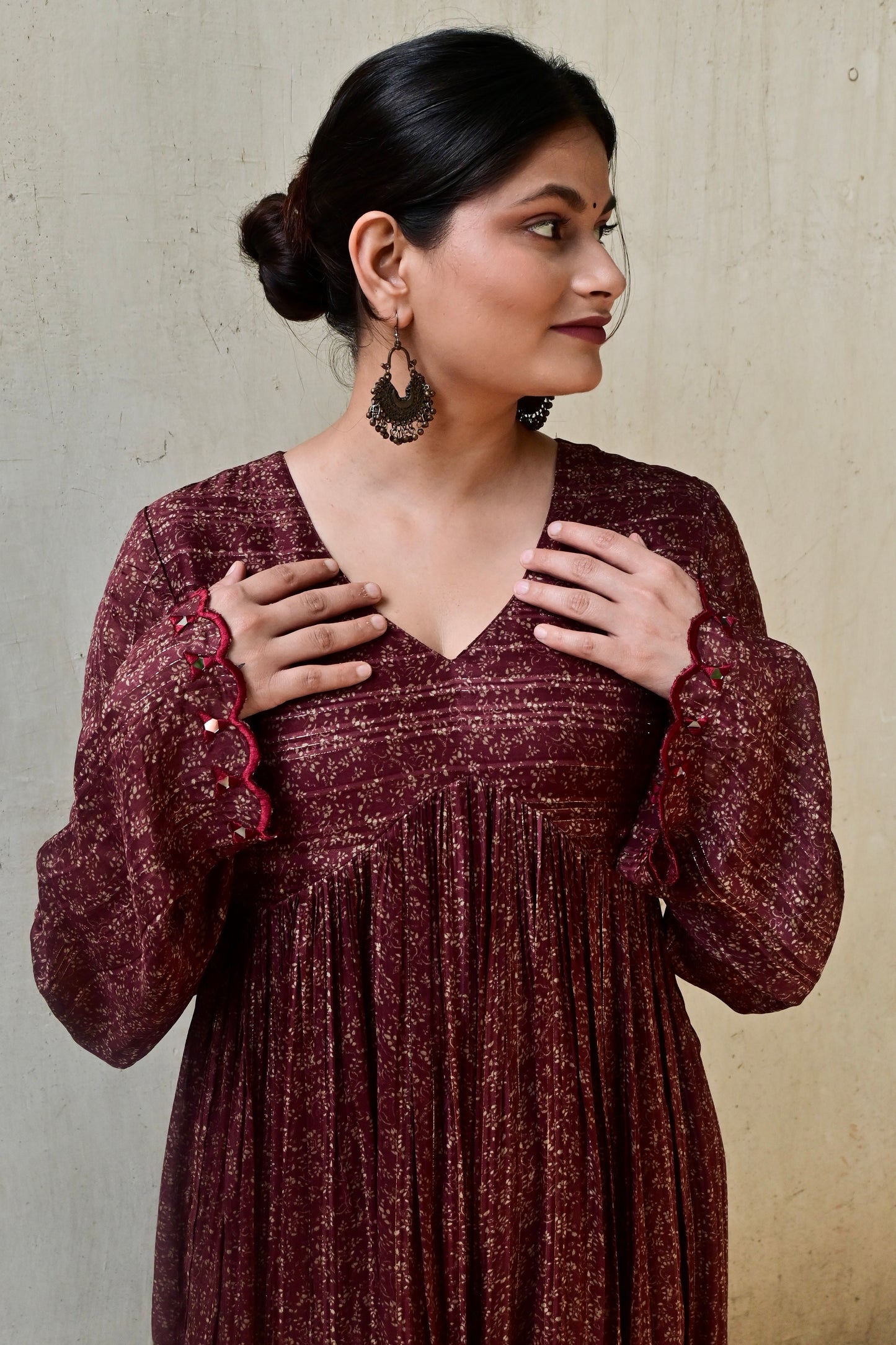 Burgundy Bloom Kurti