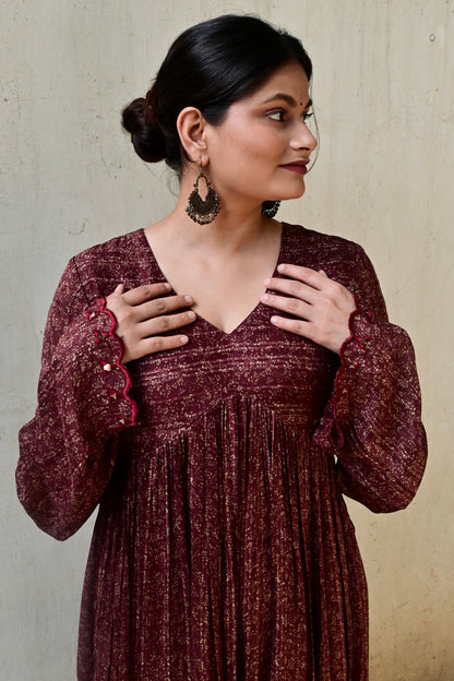 Burgundy Bloom Kurti
