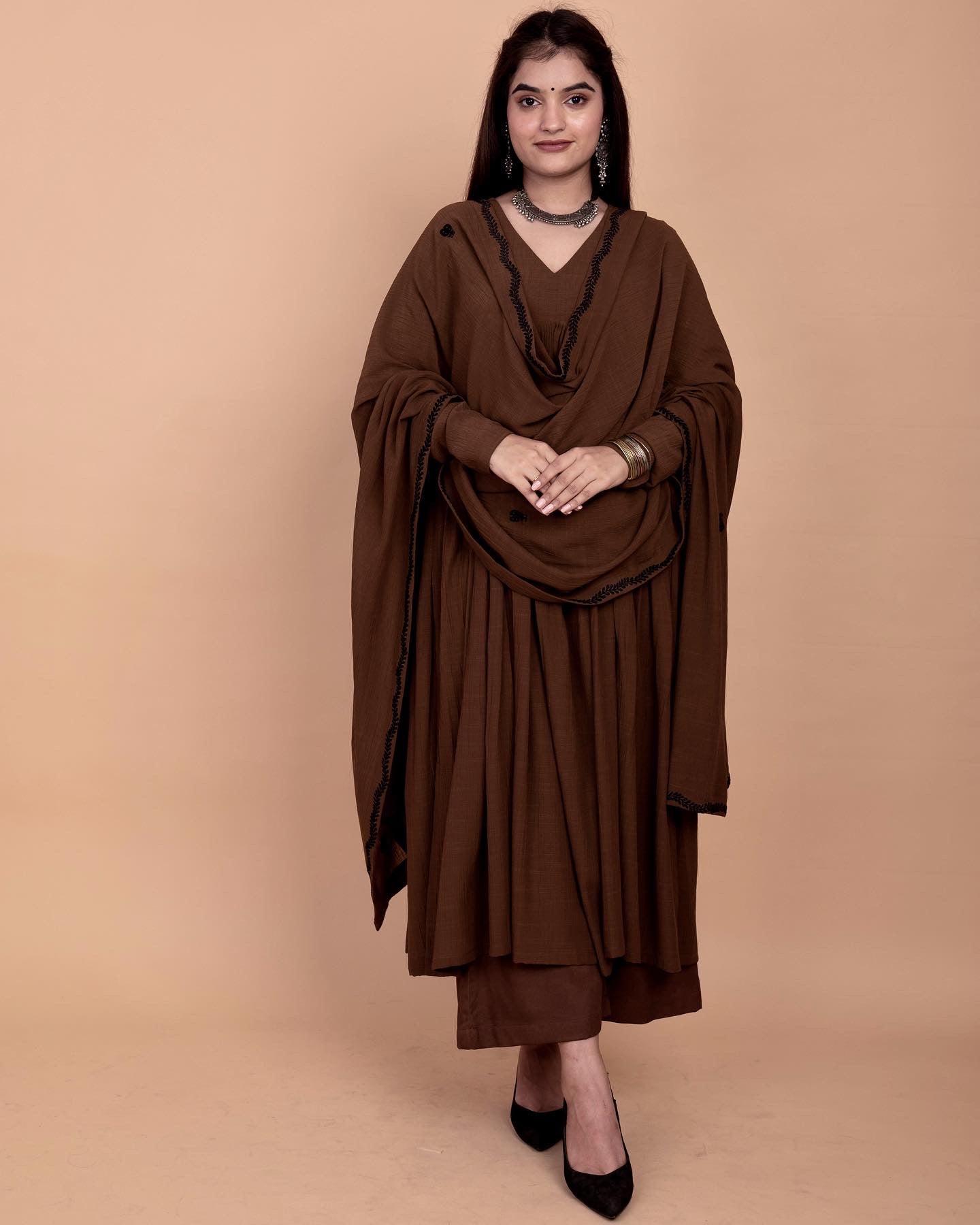 Caramel Brown Alia High Slit Kurta Set