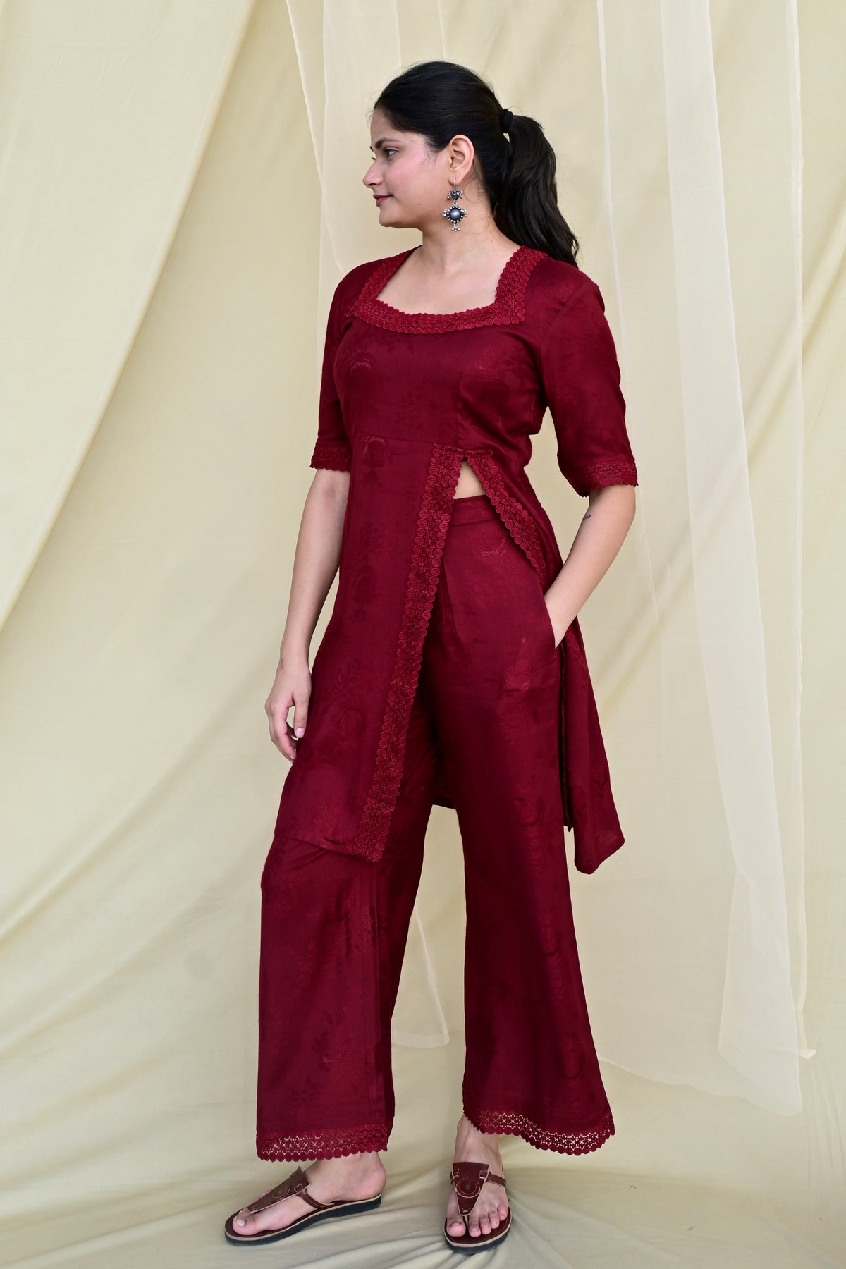 Velvet Rose Side Slit Set