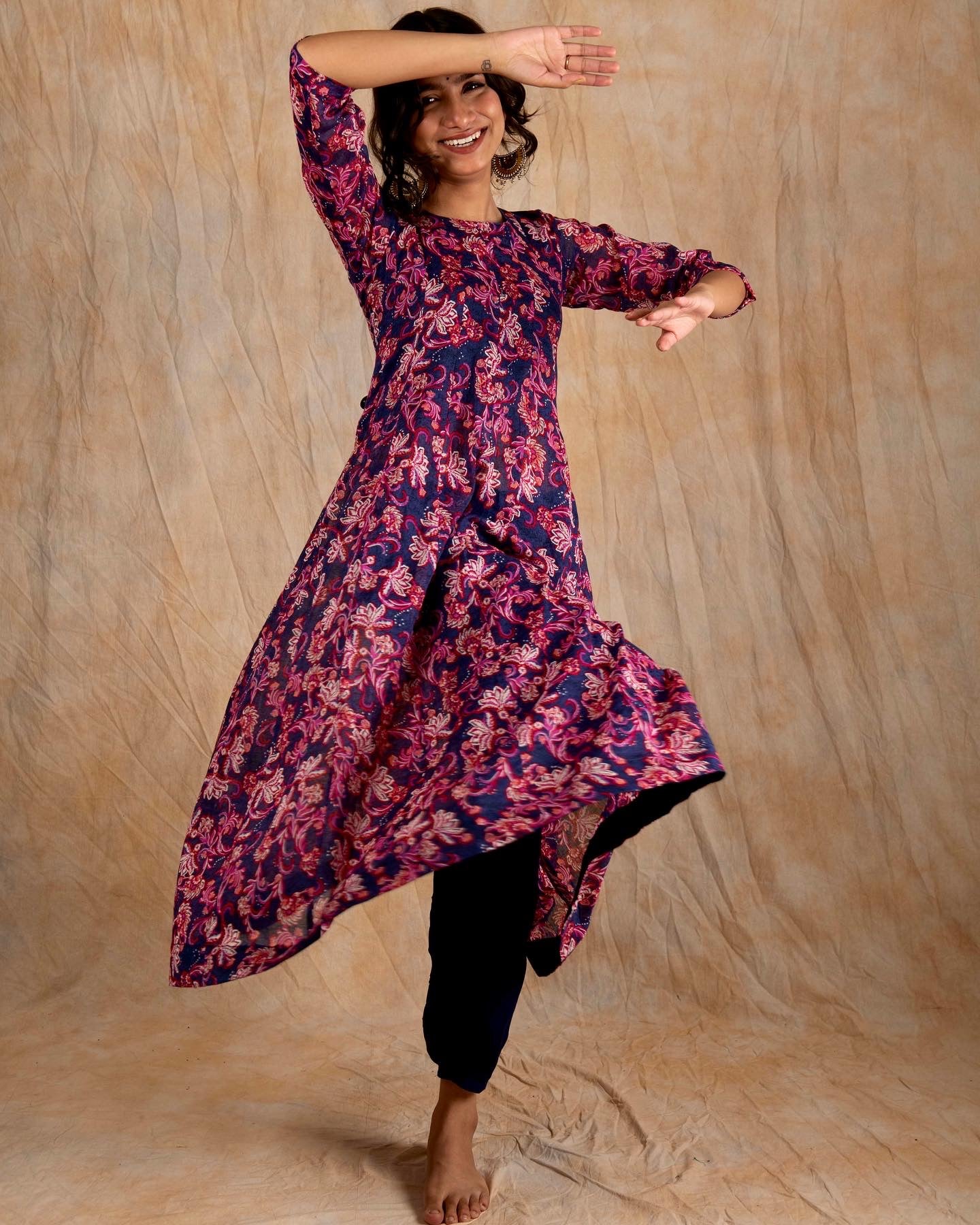 Blue Polka Kalidar Suit Set