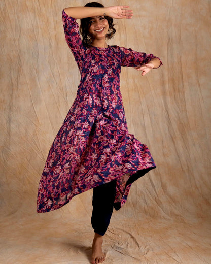 Blue Polka Kalidar Suit Set