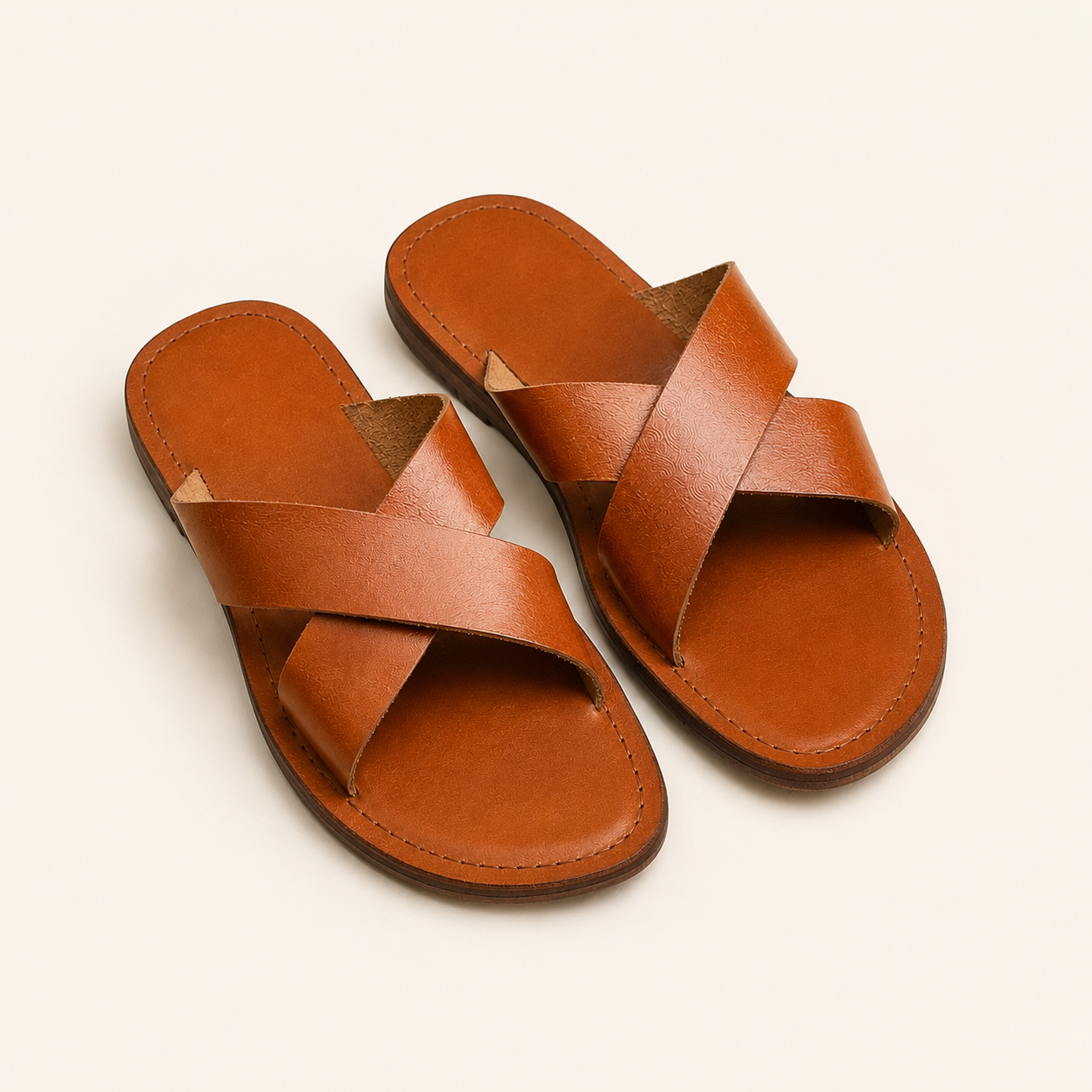 Cross Strap Tan Sandal
