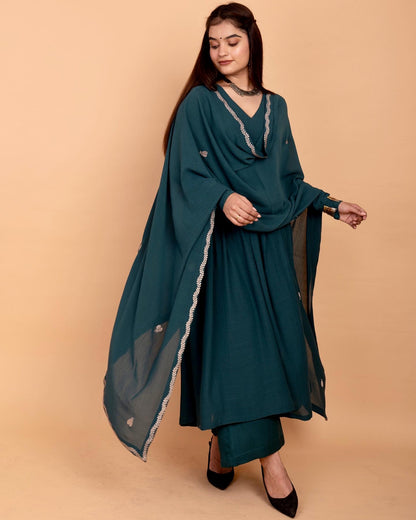 Teal Alia High Slit Kurta
