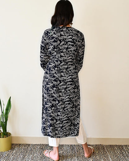Black & White Printed Angrakha Kurta set
