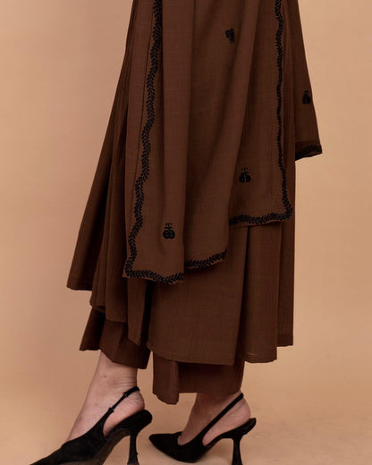 Caramel Brown Alia High Slit Kurta Set