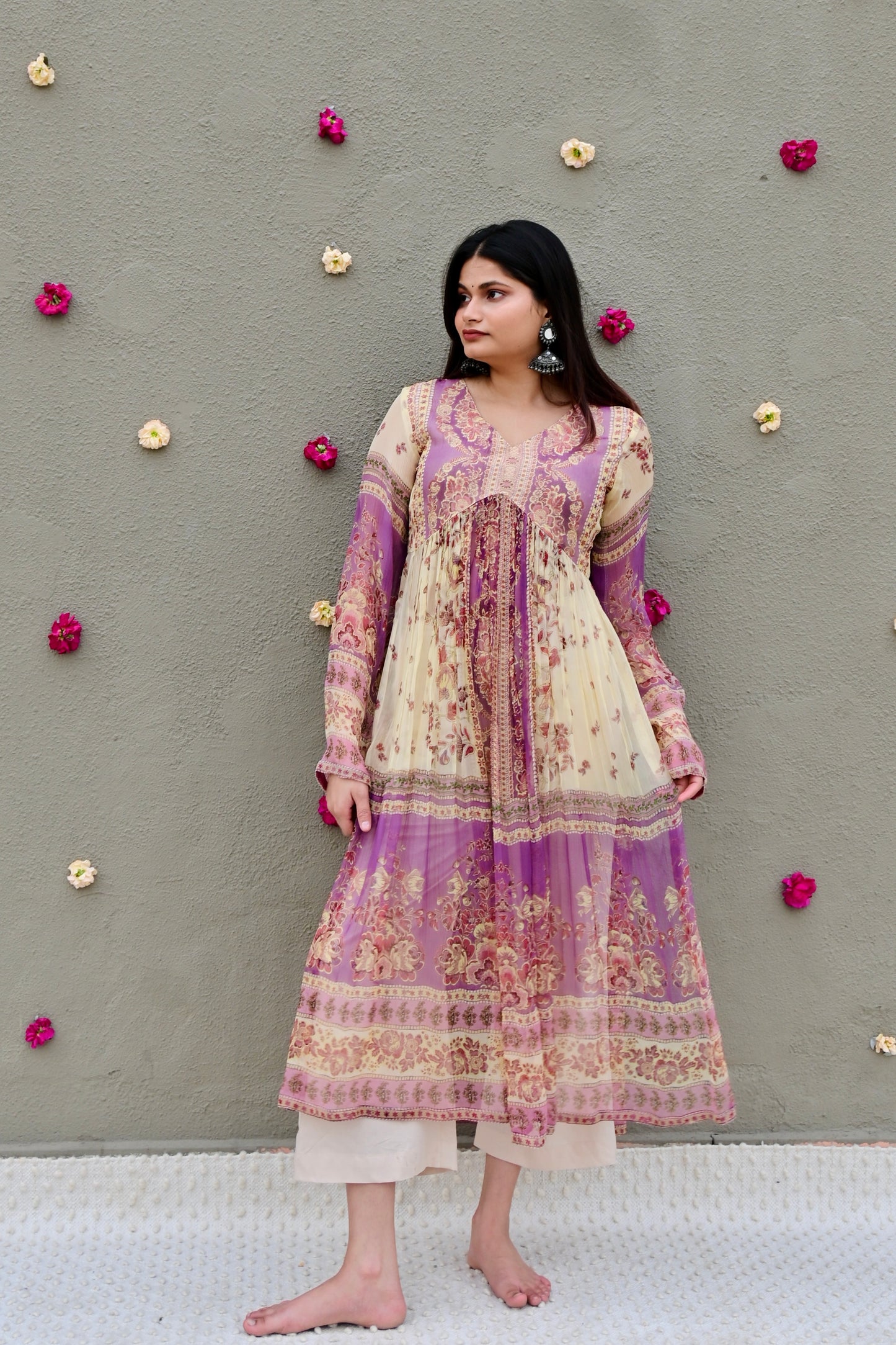 Beige & Lavender Luxe Suit Set