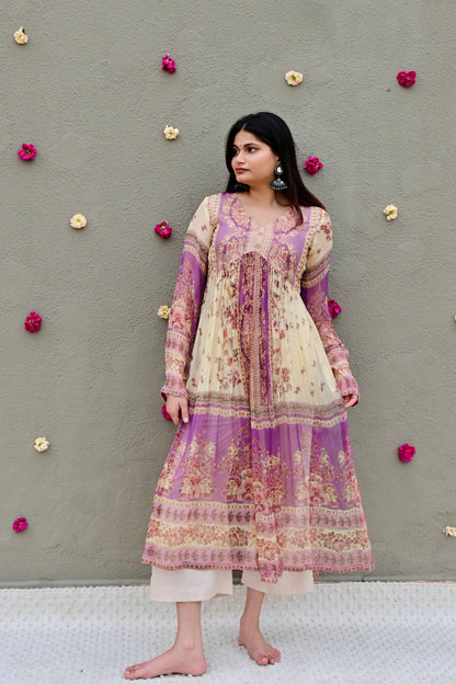 Beige & Lavender Luxe Suit Set