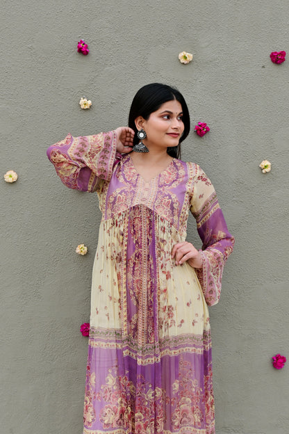 Beige & Lavender Luxe Suit Set