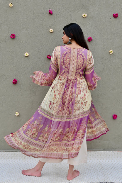 Beige & Lavender Luxe Suit Set